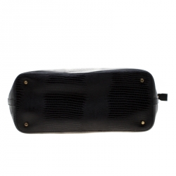 مملوكة مسبقًا حقيبة يد  مع محفظة دي كي أن واي سحاب مرصعة جلد نقش سحلية سوداء