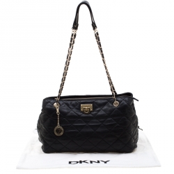 Pre Owned DKNY Black Quilted Leather Tote