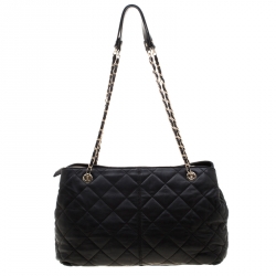 Pre Owned DKNY Black Quilted Leather Tote