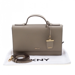 Pre Owned DKNY Grey Leather Top Handle Bag
