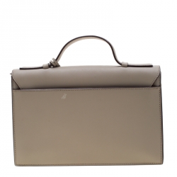 Pre Owned DKNY Grey Leather Top Handle Bag