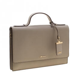 Pre Owned DKNY Grey Leather Top Handle Bag