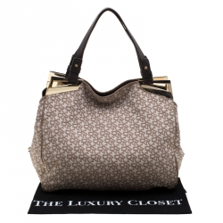Pre Owned DKNY Beige/Brown Signature Canvas Hobo