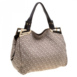 Pre Owned DKNY Beige/Brown Signature Canvas Hobo