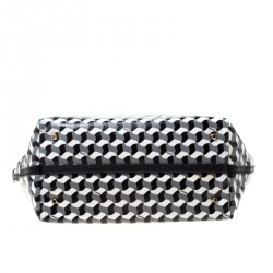 Pre Owned DKNY Black/White Coated Canvas and Leather Geometric Printed Tote