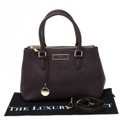 Pre Owned Dkny Dark Maroon Leather Double Zip Tote