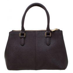 Pre Owned Dkny Dark Maroon Leather Double Zip Tote