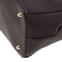 Pre Owned Dkny Dark Maroon Leather Double Zip Tote