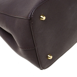 Pre Owned Dkny Dark Maroon Leather Double Zip Tote