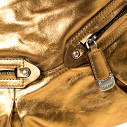 Pre Owned DKNY Metallic Gold Leather Hobo