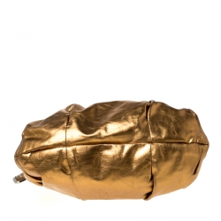 Pre Owned DKNY Metallic Gold Leather Hobo