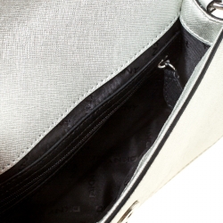 Pre Owned DKNY Silver Leather Bryant Crossbody Bag