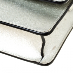 Pre Owned DKNY Silver Leather Bryant Crossbody Bag