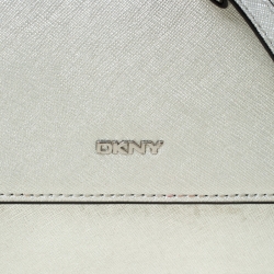 Pre Owned DKNY Silver Leather Bryant Crossbody Bag