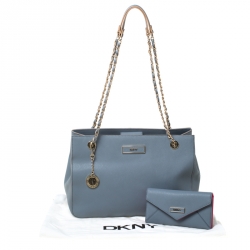 Pre Owned DKNY Ash Grey Leather Bryant Park Tote