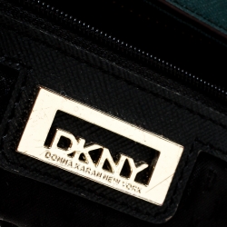 Pre Owned DKNY Dark Green Leather Dona Karan Zip Tote