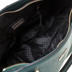 Pre Owned DKNY Dark Green Leather Dona Karan Zip Tote