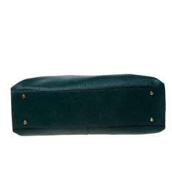 Pre Owned DKNY Dark Green Leather Dona Karan Zip Tote