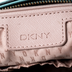 Pre Owned Dkny Lime Green Leather Bryant Zipped Chain Tote