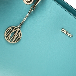 Pre Owned Dkny Lime Green Leather Bryant Zipped Chain Tote