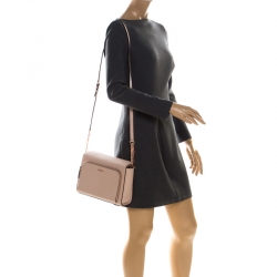 Pre Owned DKNY Pink Leather Bryant Park Pocket Crossbody Bag