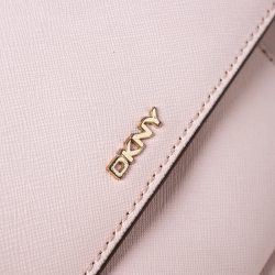 Pre Owned Dkny Baby Pink Leather Bryant Park Flap Crossbody Bag