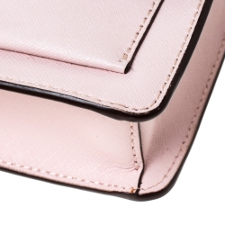 Pre Owned Dkny Baby Pink Leather Bryant Park Flap Crossbody Bag