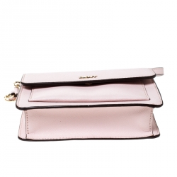 Pre Owned Dkny Baby Pink Leather Bryant Park Flap Crossbody Bag