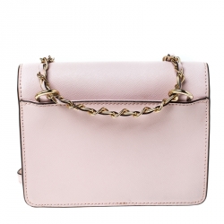 Pre Owned Dkny Baby Pink Leather Bryant Park Flap Crossbody Bag