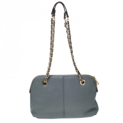 Pre Owned DKNY Grey Leather Shoulder Bag