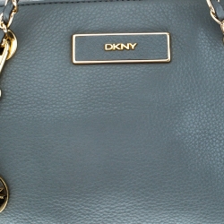 Pre Owned DKNY Grey Leather Shoulder Bag