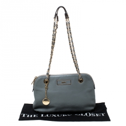 Pre Owned DKNY Grey Leather Shoulder Bag