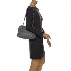 Pre Owned DKNY Grey Leather Shoulder Bag