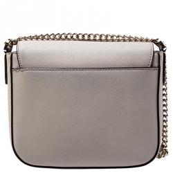 Pre Owned DKNY Grey Leather Flap Crossbody Bag
