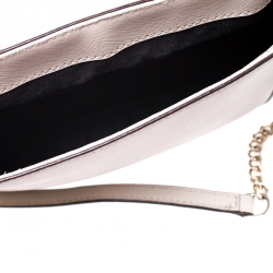 Pre Owned DKNY Grey Leather Flap Crossbody Bag