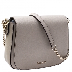 Pre Owned DKNY Grey Leather Flap Crossbody Bag