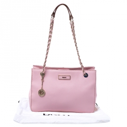 Pre Owned DKNY Pink Leather Bryant Zipped Chain Tote