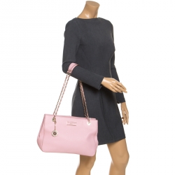 Pre Owned DKNY Pink Leather Bryant Zipped Chain Tote