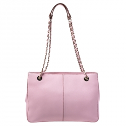 Pre Owned DKNY Pink Leather Bryant Zipped Chain Tote