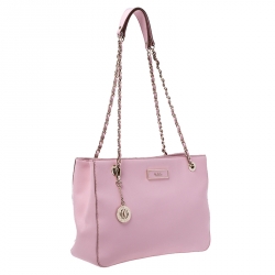 Pre Owned DKNY Pink Leather Bryant Zipped Chain Tote