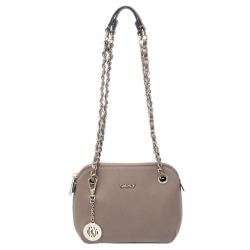 Pre Owned Dkny Beige Leather Bryant Chain Shoulder Bag