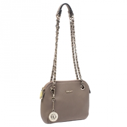 Pre Owned Dkny Beige Leather Bryant Chain Shoulder Bag