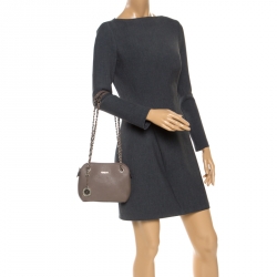 Pre Owned Dkny Beige Leather Bryant Chain Shoulder Bag