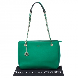 Pre Owned DKNY Green Leather Bryant Park Tote