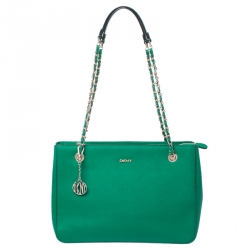 Pre Owned DKNY Green Leather Bryant Park Tote