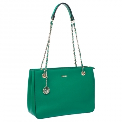 Pre Owned DKNY Green Leather Bryant Park Tote