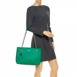 Pre Owned DKNY Green Leather Bryant Park Tote