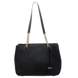 Pre Owned Dkny Black Leather Chain Tote