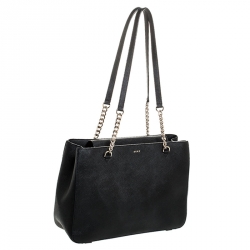 Pre Owned Dkny Black Leather Chain Tote