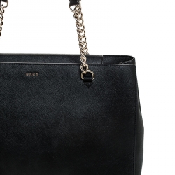 Pre Owned Dkny Black Leather Chain Tote